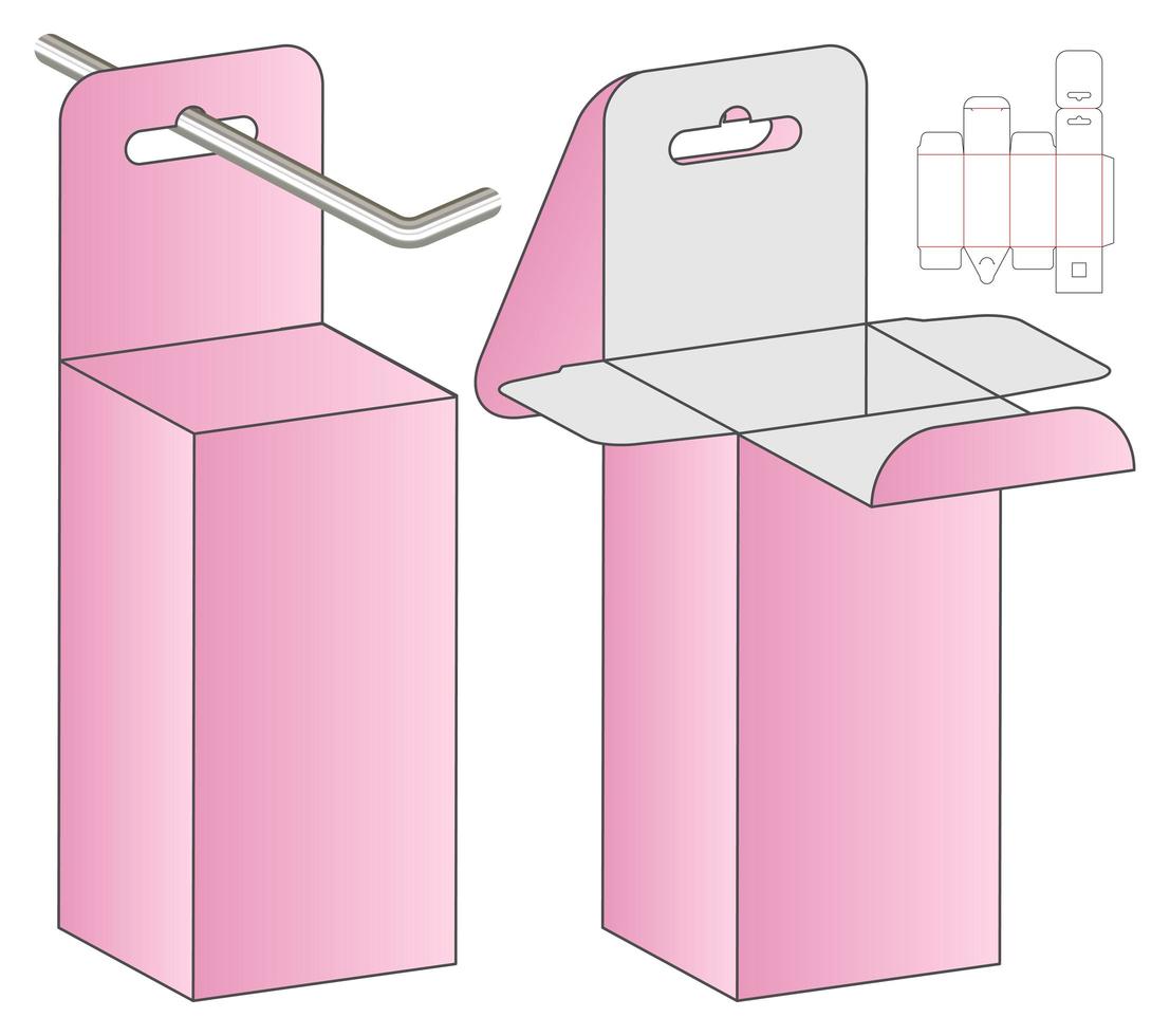 diseño de plantilla troquelada de embalaje de caja. Maqueta 3d vector