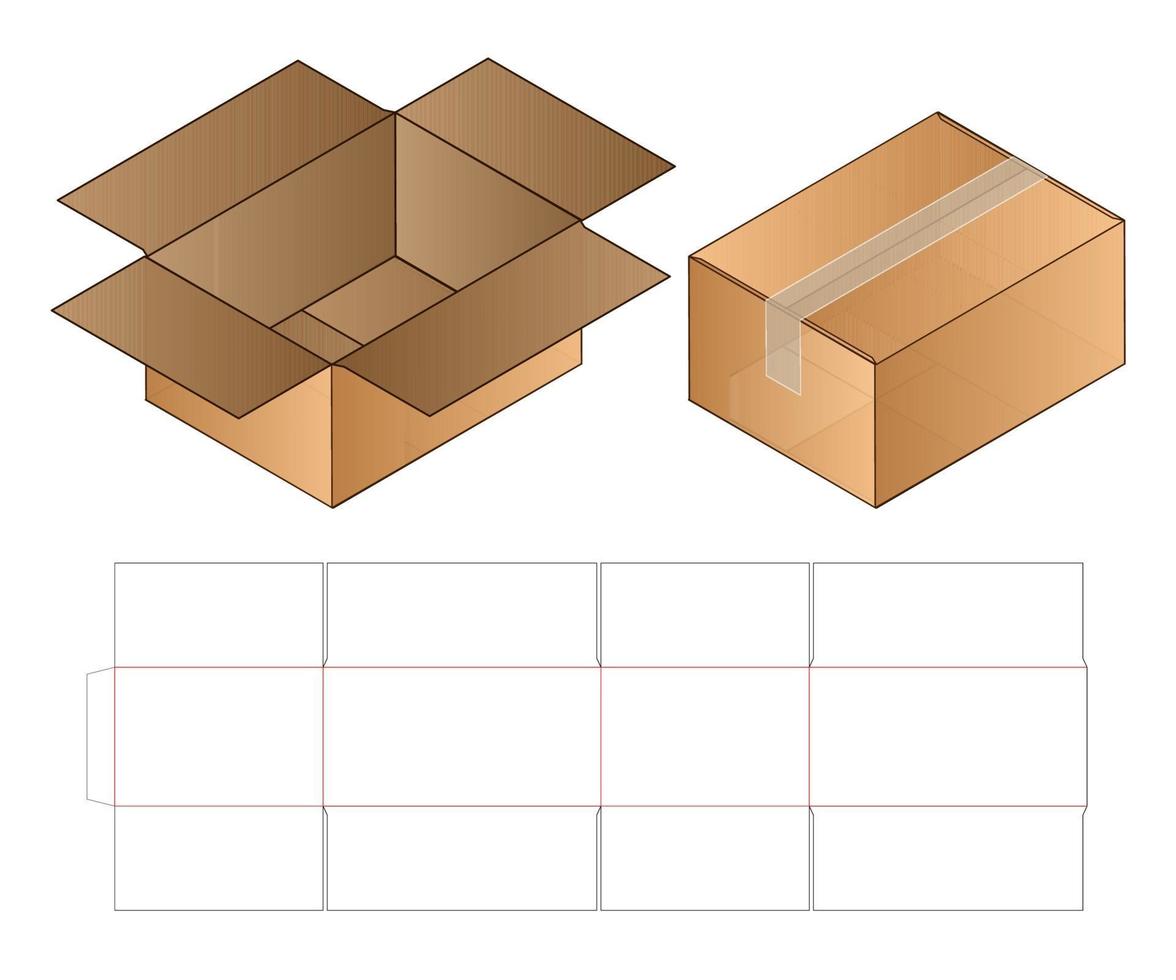 diseño de plantilla troquelada de embalaje de caja. Maqueta 3d vector