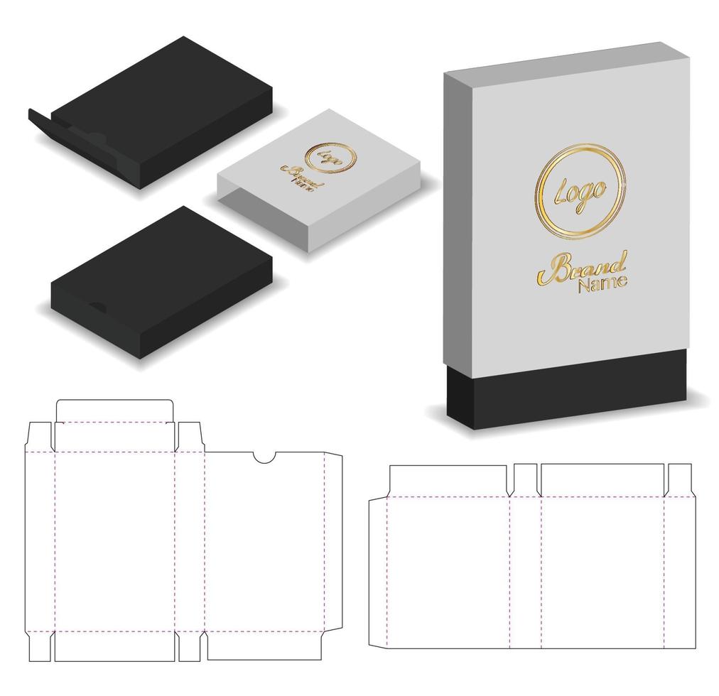 Box packaging die cut template design. 3d mock-up vector