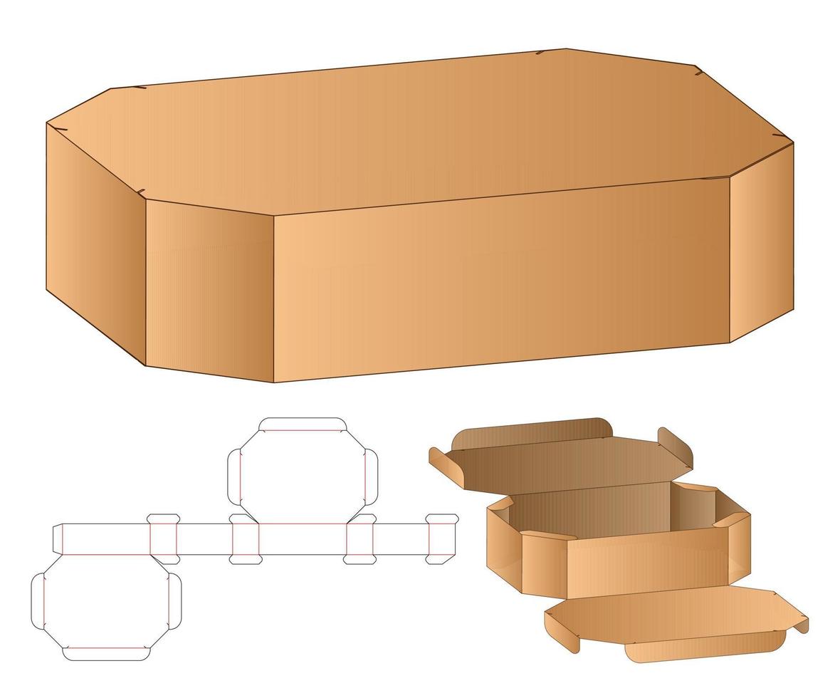 diseño de plantilla troquelada de embalaje de caja. Maqueta 3d vector