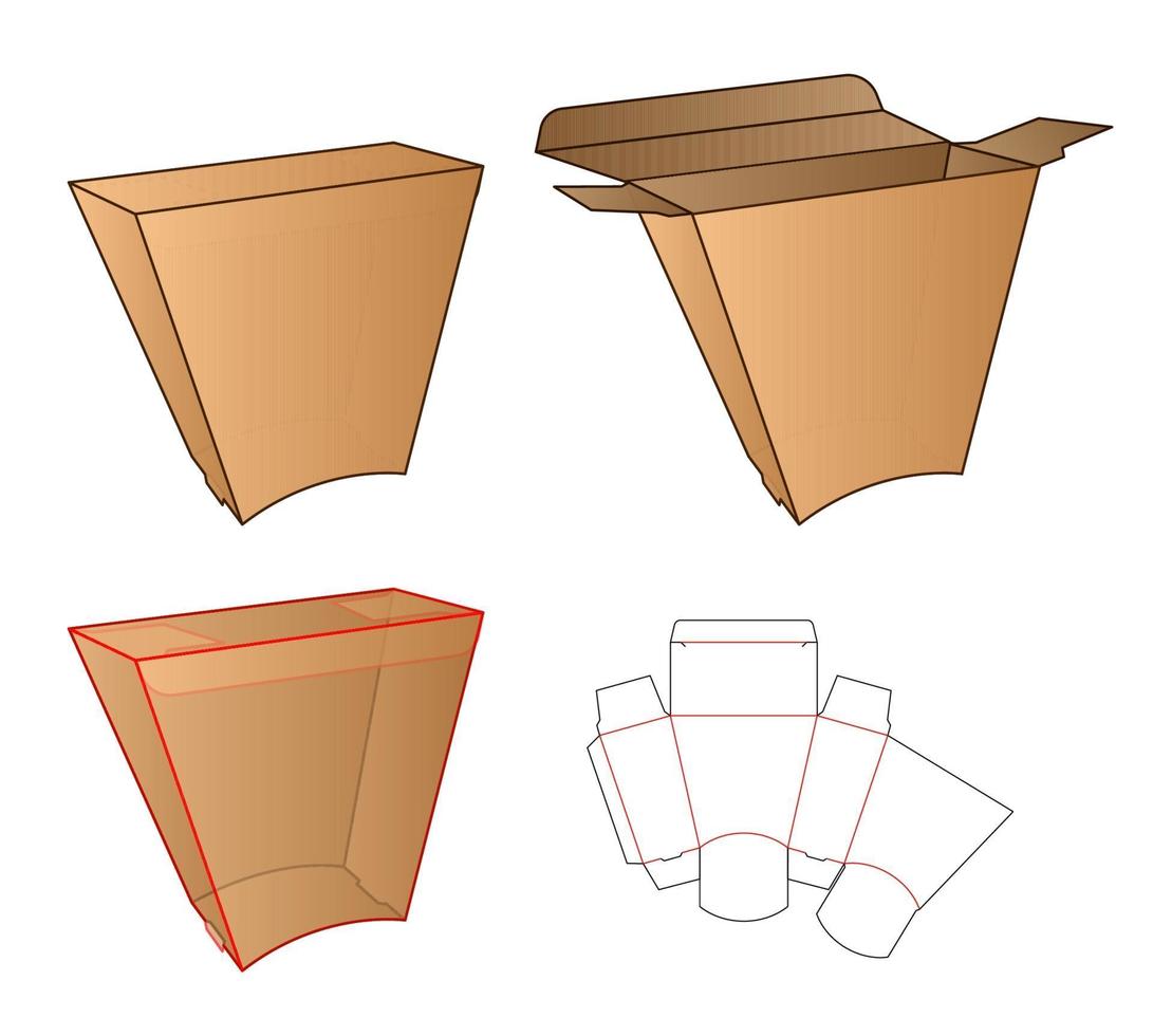 diseño de plantilla troquelada de embalaje de caja. Maqueta 3d vector