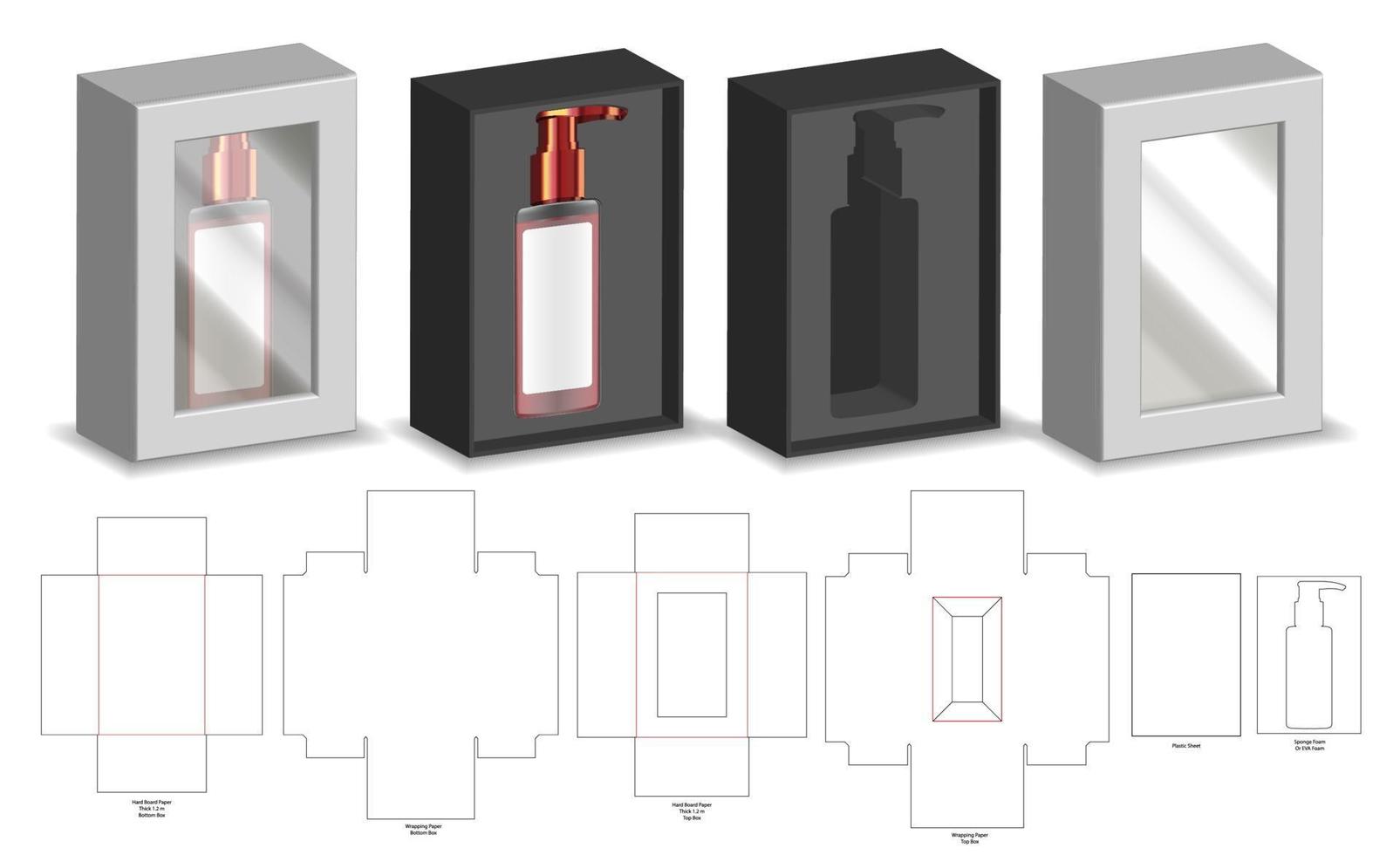Box packaging die cut template design. 3d mock-up vector