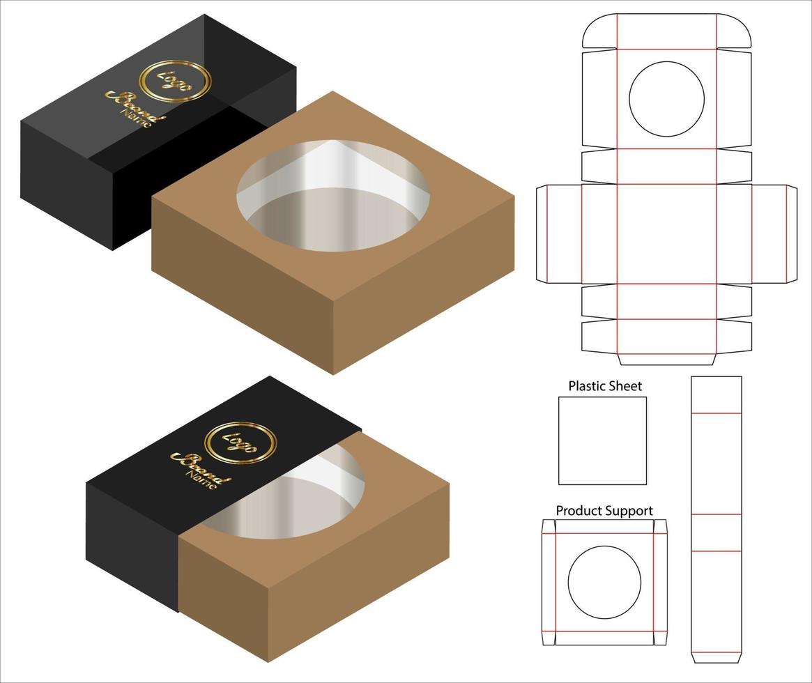 diseño de plantilla troquelada de embalaje de caja. Maqueta 3d vector