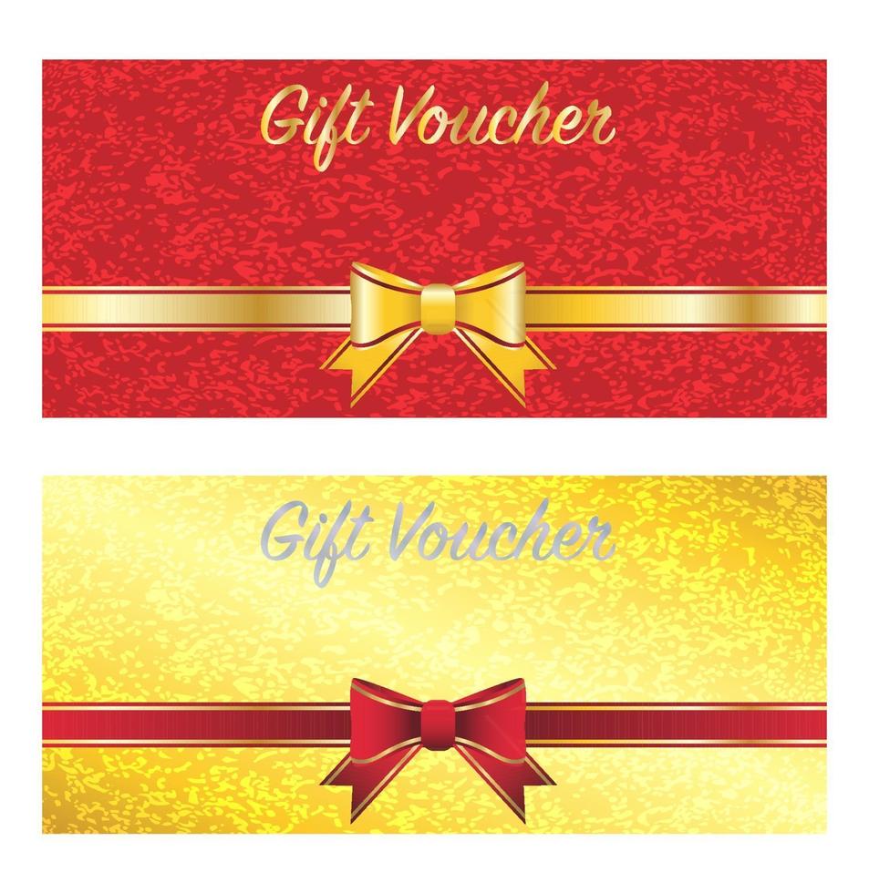 tarjeta de vale de regalo roja y dorada vector