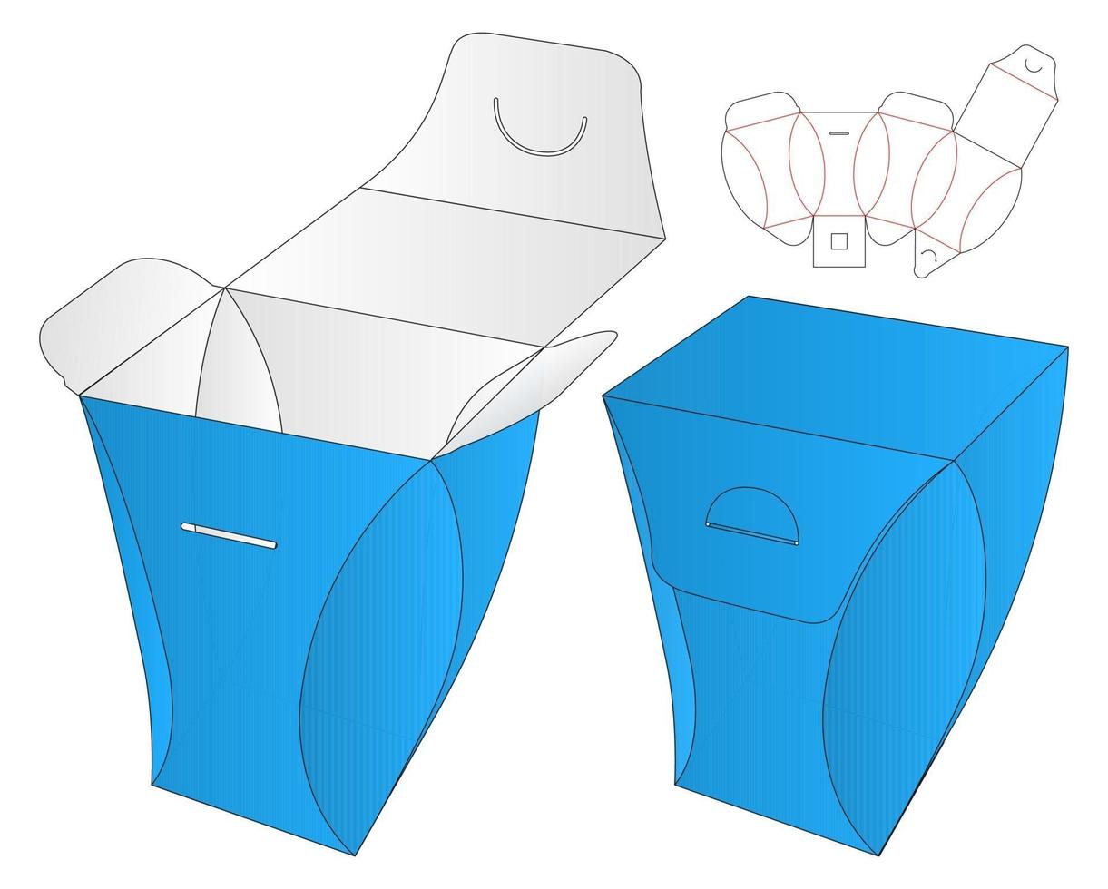 diseño de plantilla troquelada de embalaje de caja. Maqueta 3d vector
