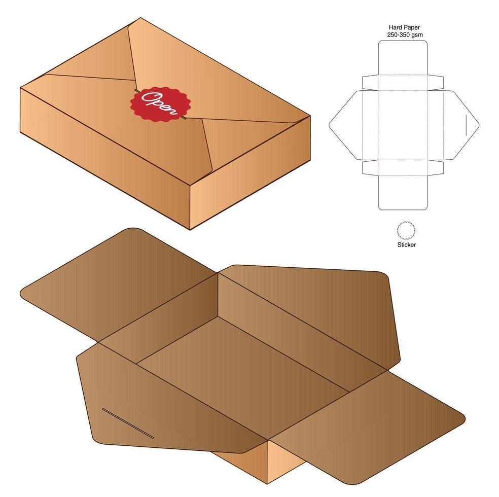 diseño de plantilla troquelada de embalaje de caja. Maqueta 3d vector
