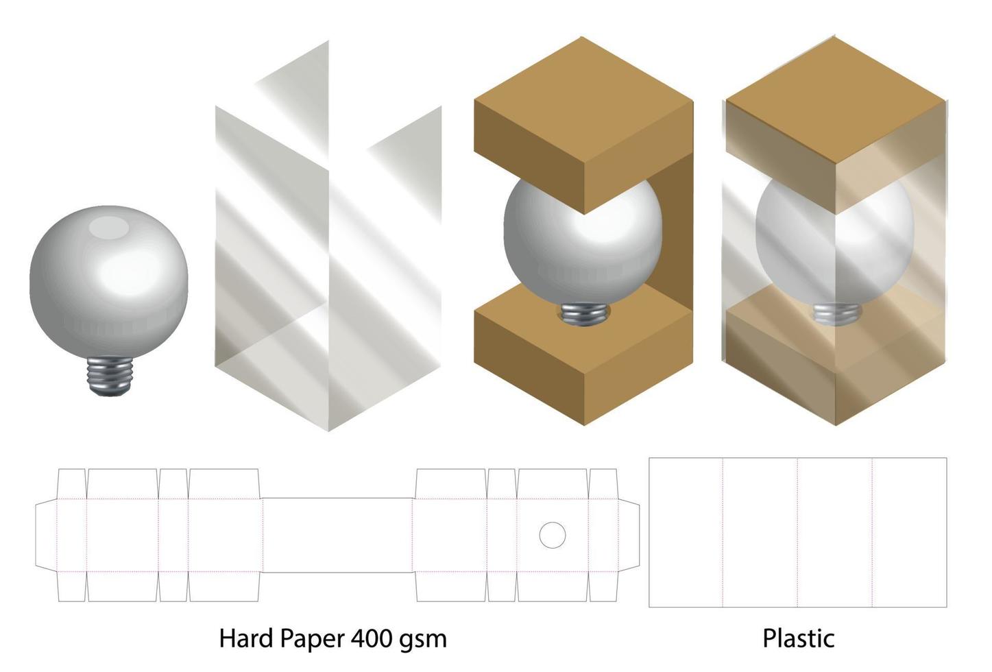 caja con ventana de plástico plantilla de maqueta troquelada vector