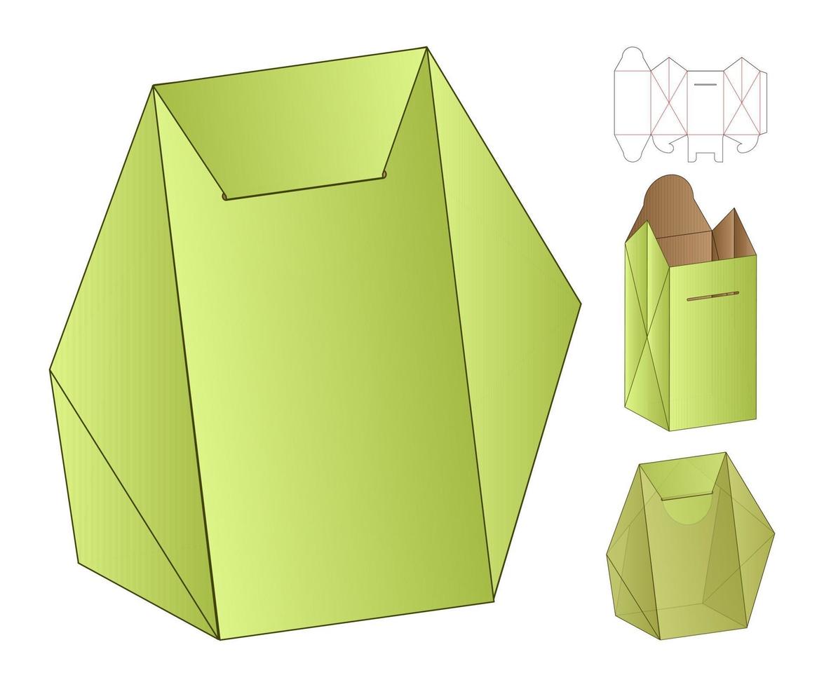 diseño de plantilla troquelada de embalaje de caja. Maqueta 3d vector