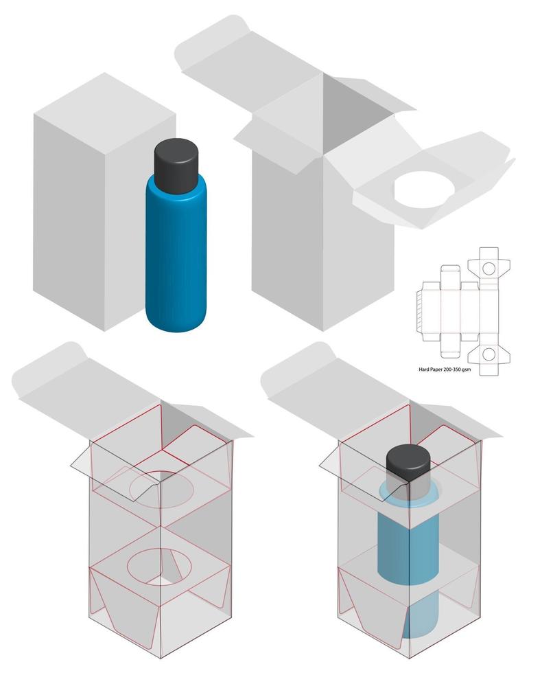 diseño de plantilla troquelada de embalaje de caja. Maqueta 3d vector