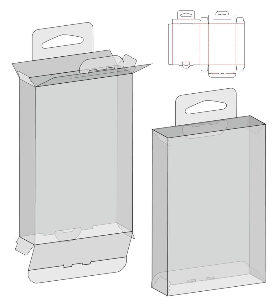 diseño de plantilla troquelada de embalaje de caja. Maqueta 3d vector