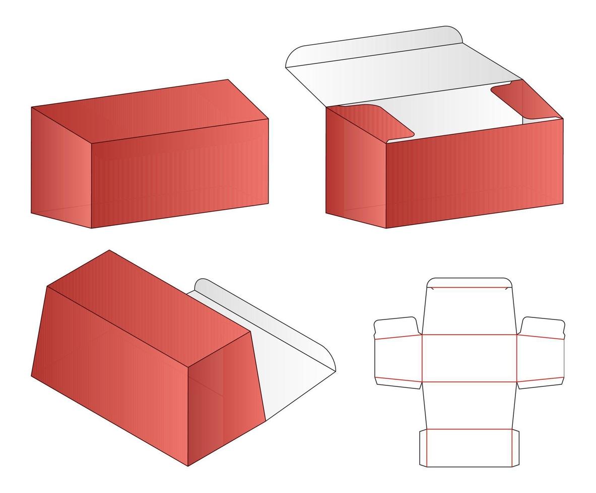 diseño de plantilla troquelada de embalaje de caja. Maqueta 3d vector