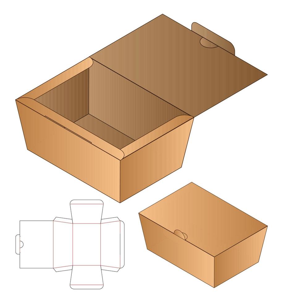 diseño de plantilla troquelada de embalaje de caja. Maqueta 3d vector