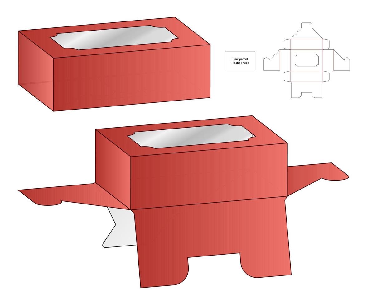 diseño de plantilla troquelada de embalaje de caja. Maqueta 3d vector