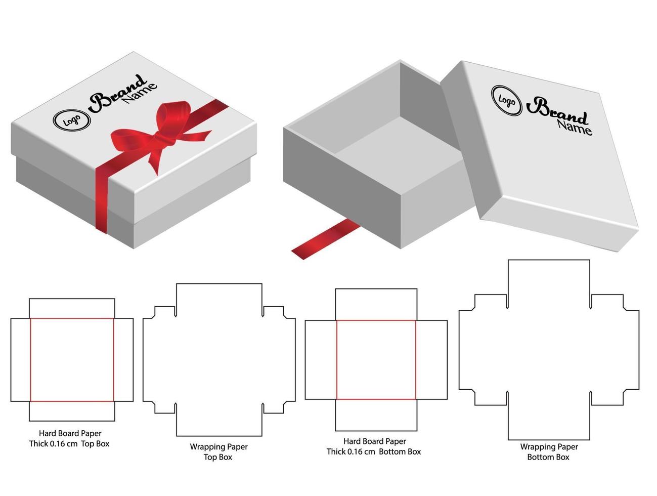 diseño de plantilla troquelada de embalaje de caja. Maqueta 3d vector