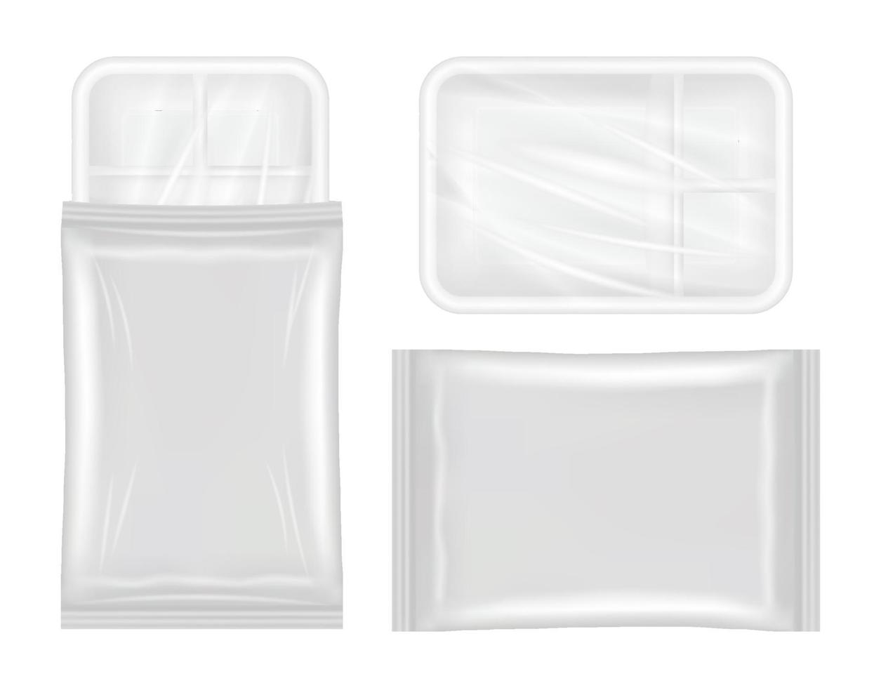 top view of White polystyrene and plastic packaging mockup vector