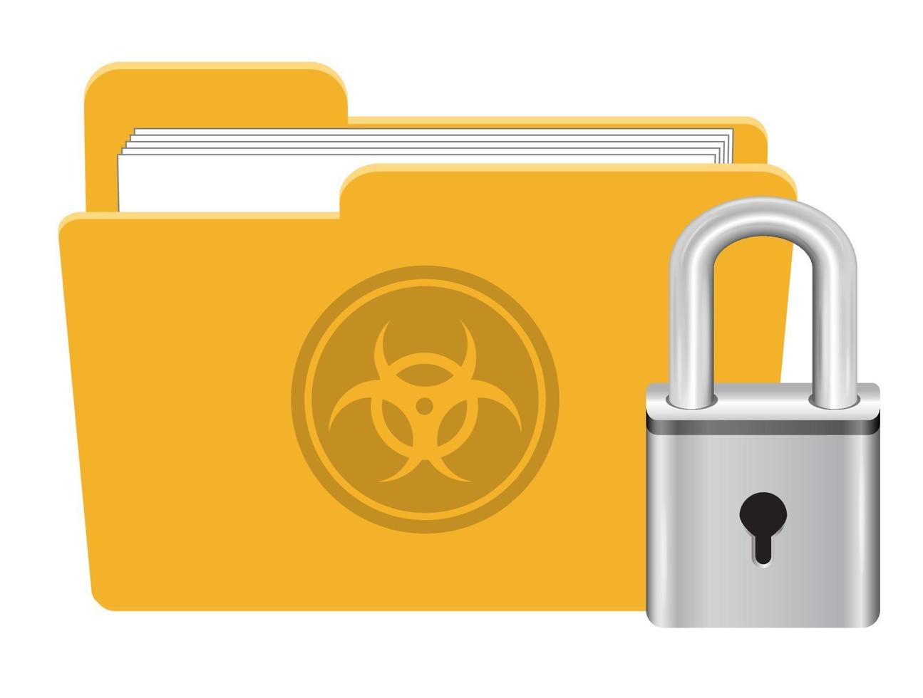 folder infected virus with master key lock icon vector