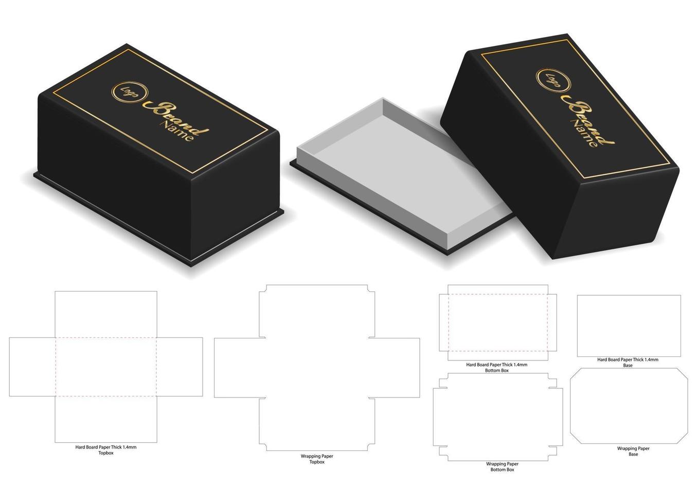 Box packaging die cut template design. 3d mock-up vector