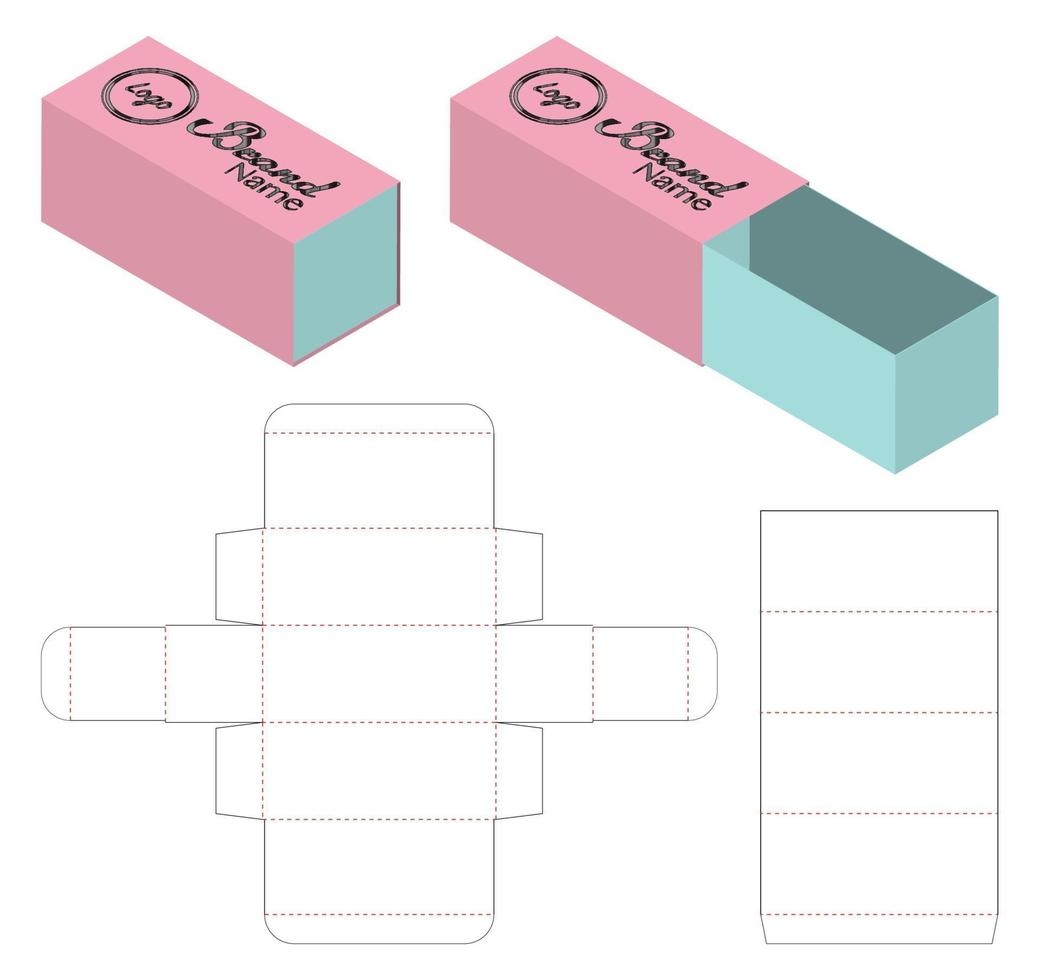 diseño de plantilla troquelada de embalaje de caja. Maqueta 3d vector