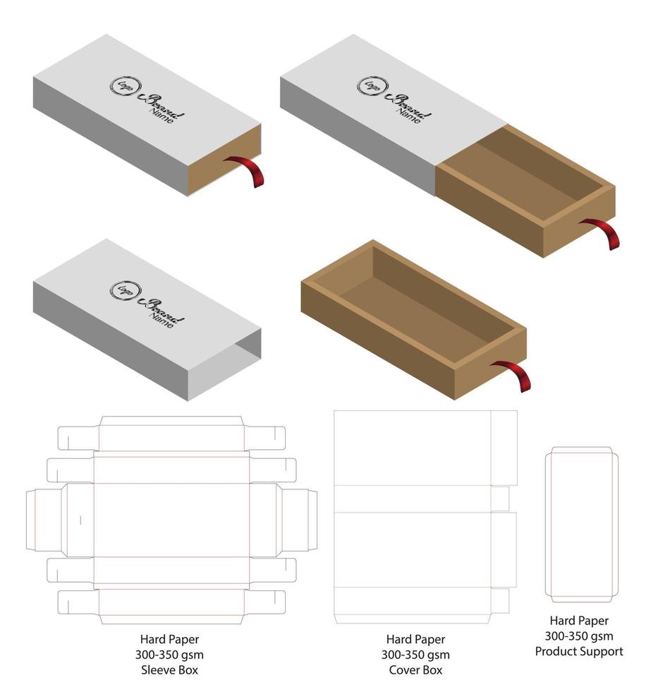 diseño de plantilla troquelada de embalaje de caja. Maqueta 3d vector