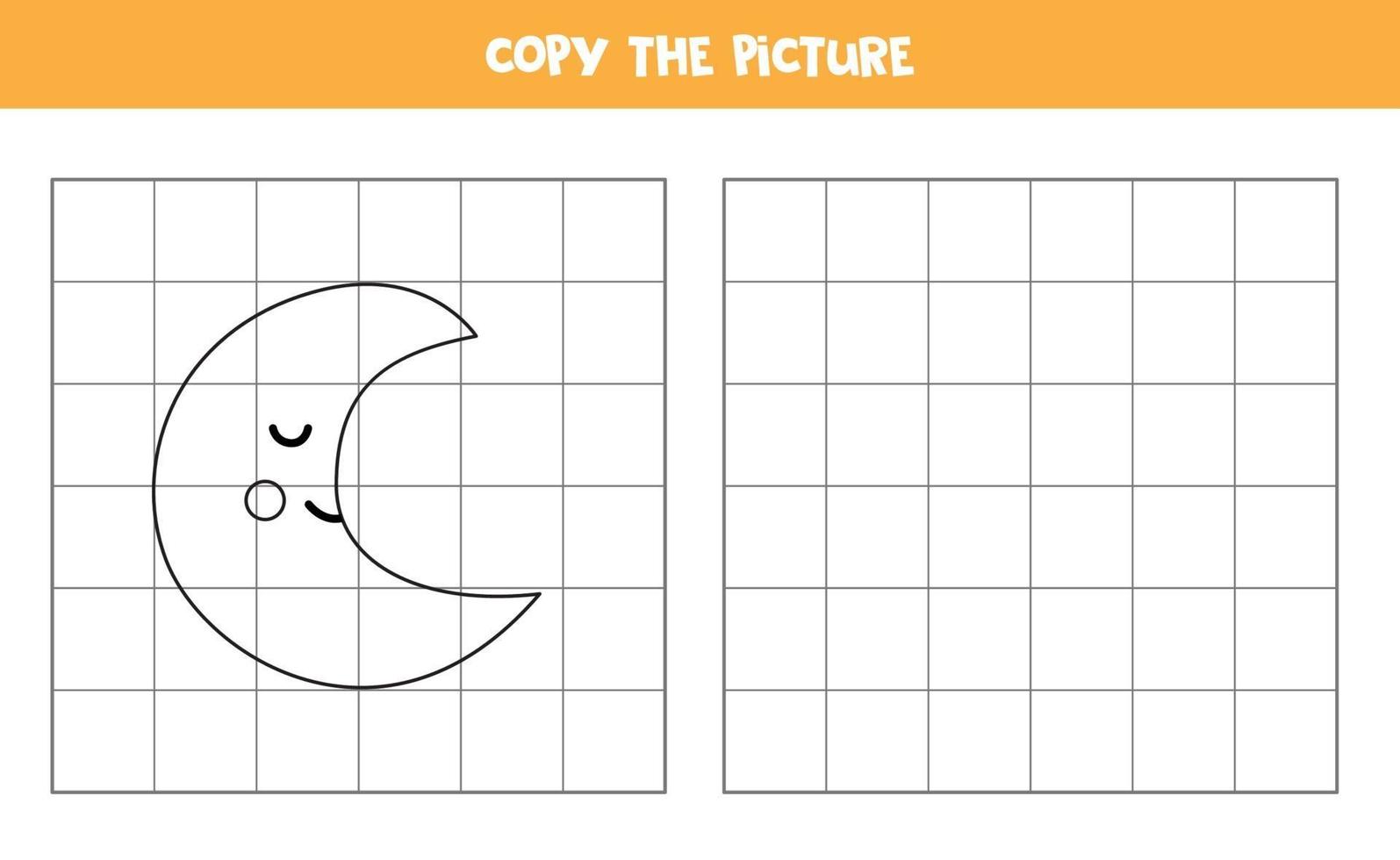 Copy the picture of cute crescent. Logical game for kids. vector