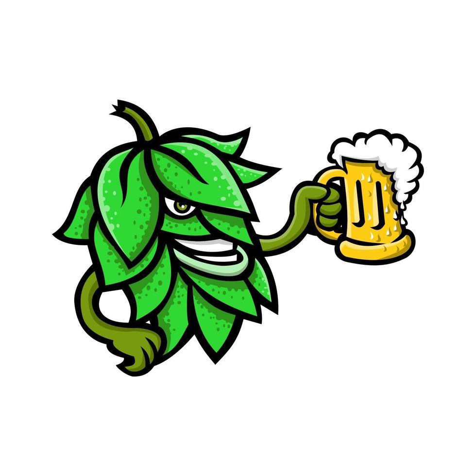 beer hops toasting mug mascot vector