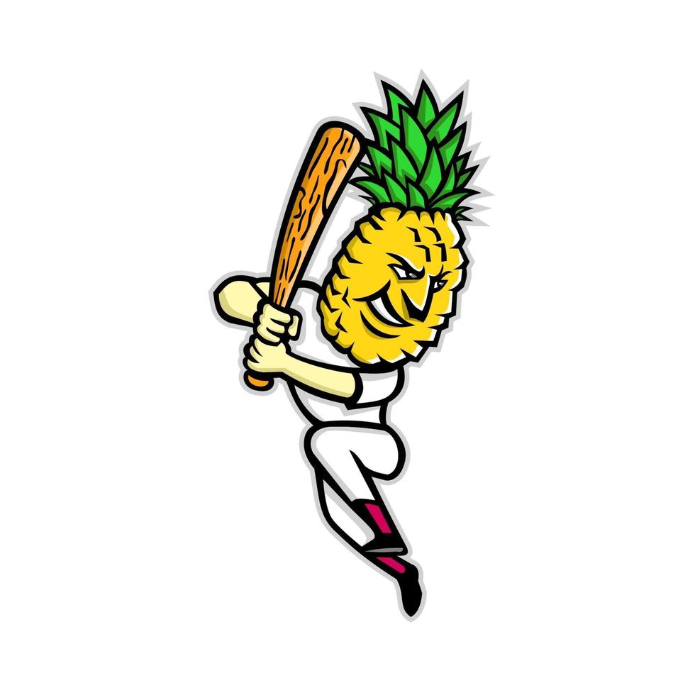 Pineapple Baseball Batting Mascot vector