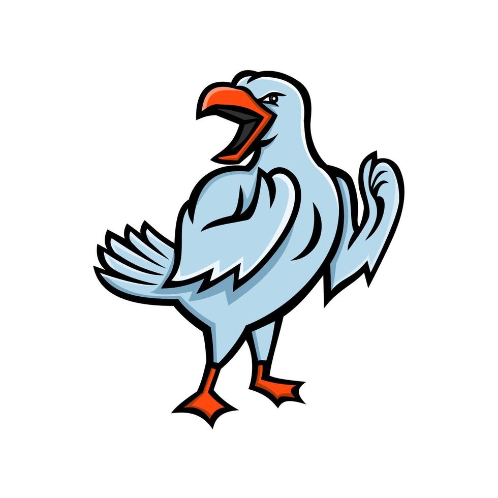 seagull fighting angry mascot vector