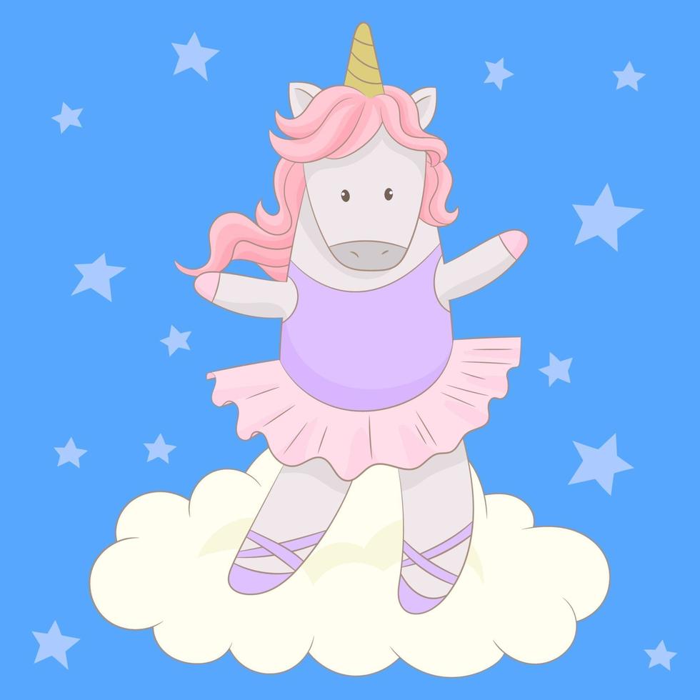 Cute unicorn ballerina dancing vector