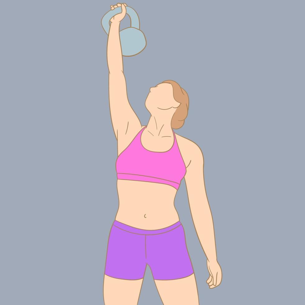 atlética, niña, ejercitar, en, gimnasio vector