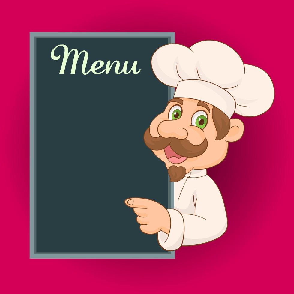 Happy chef with board for menu vector