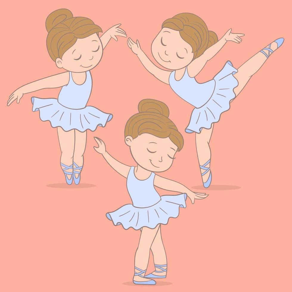 Set of ballerina dancing vector