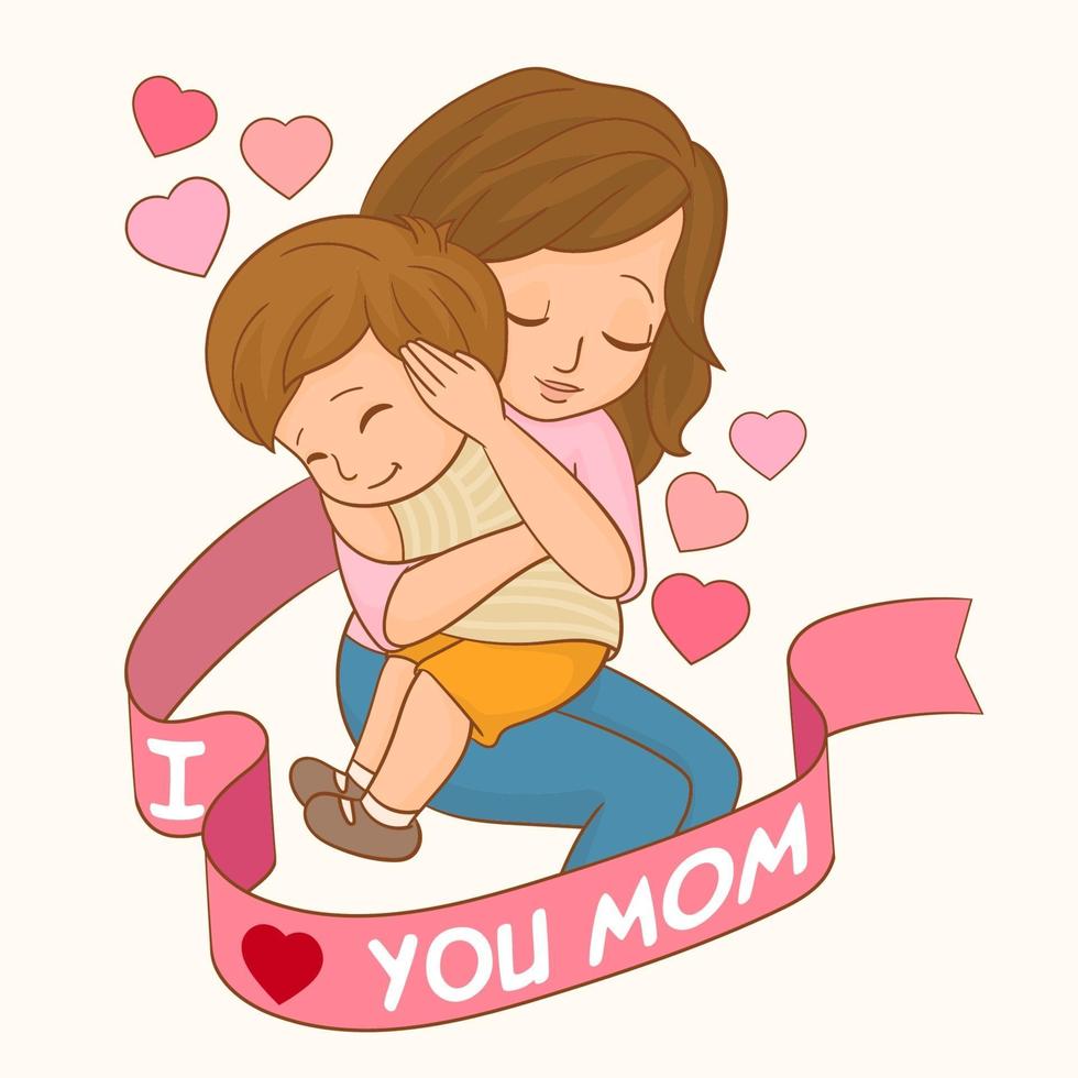 Mom tenderly hugs her baby in her arms vector