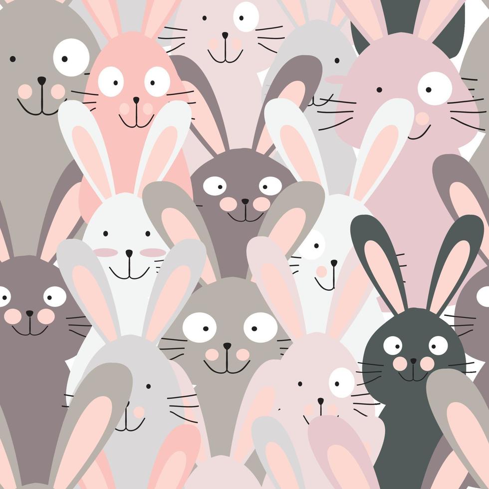 Cute baby rabbits, pink pastel color pattern vector