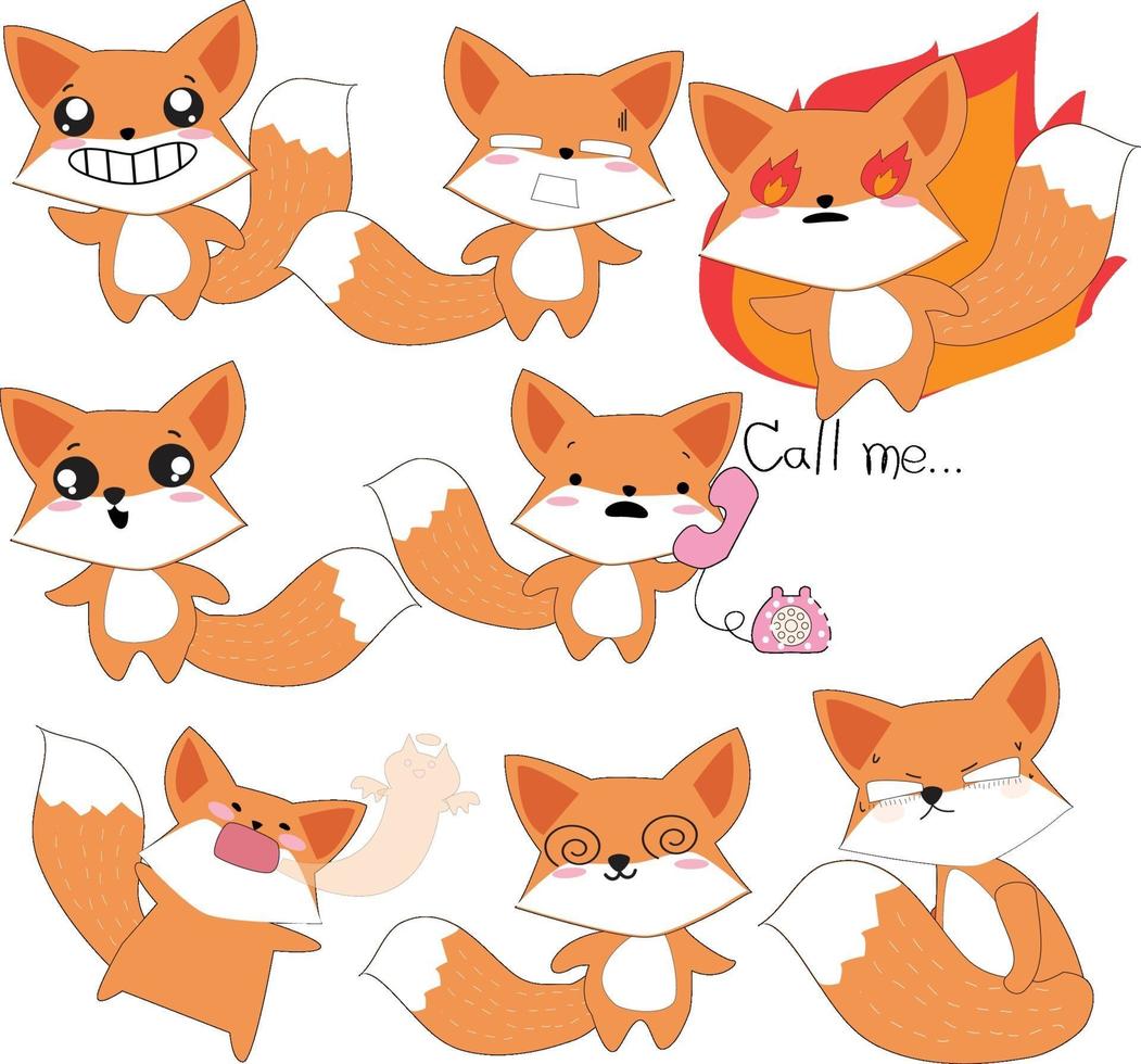 Cute adorable fox character vector