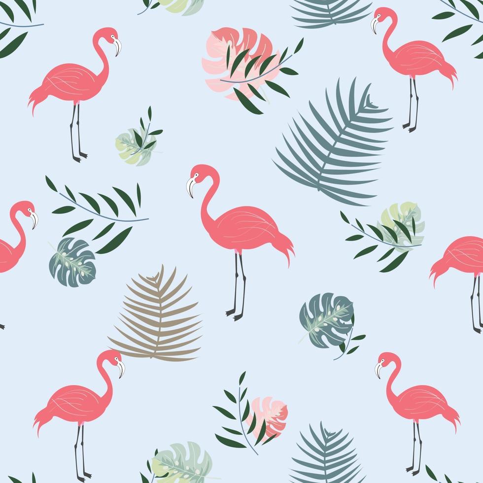 Botanical flamingo seamless pattern vector