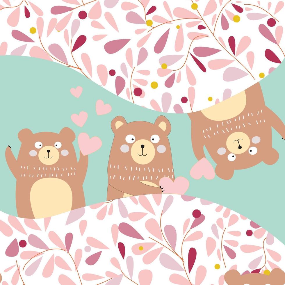 3 osos de peluche tontos peek a boo, para tarjeta de cumpleaños vector