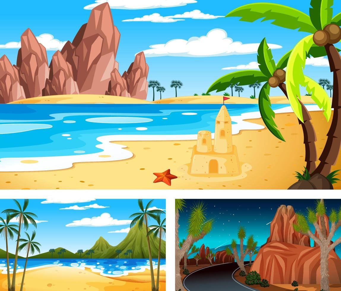 Three different nature horizontal scenes vector