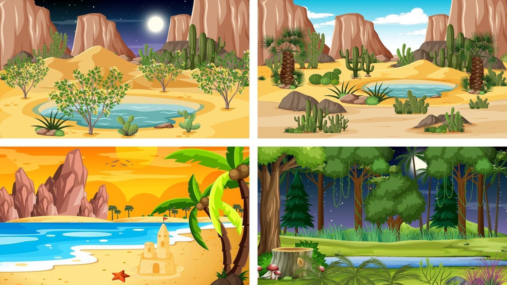 Four different nature horizontal scenes vector