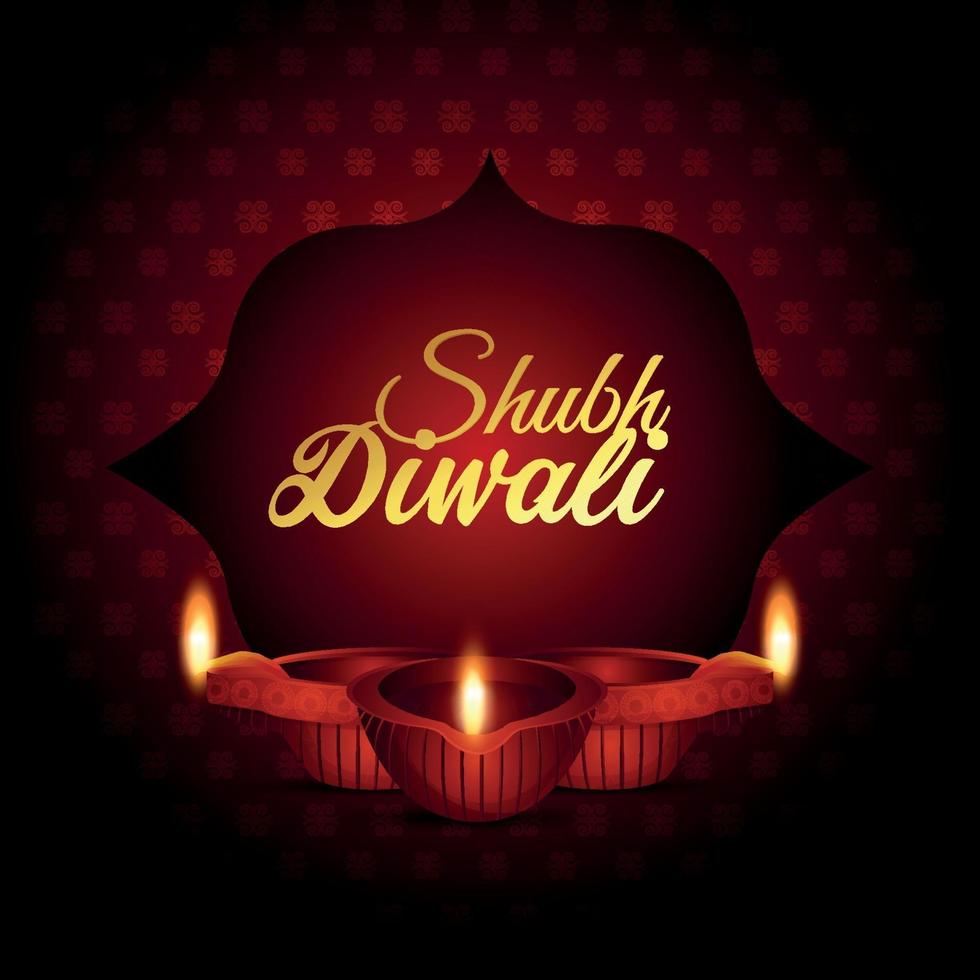 shubh diwali el festival de la tarjeta de felicitación de celebración ligera con ilustración vectorial vector