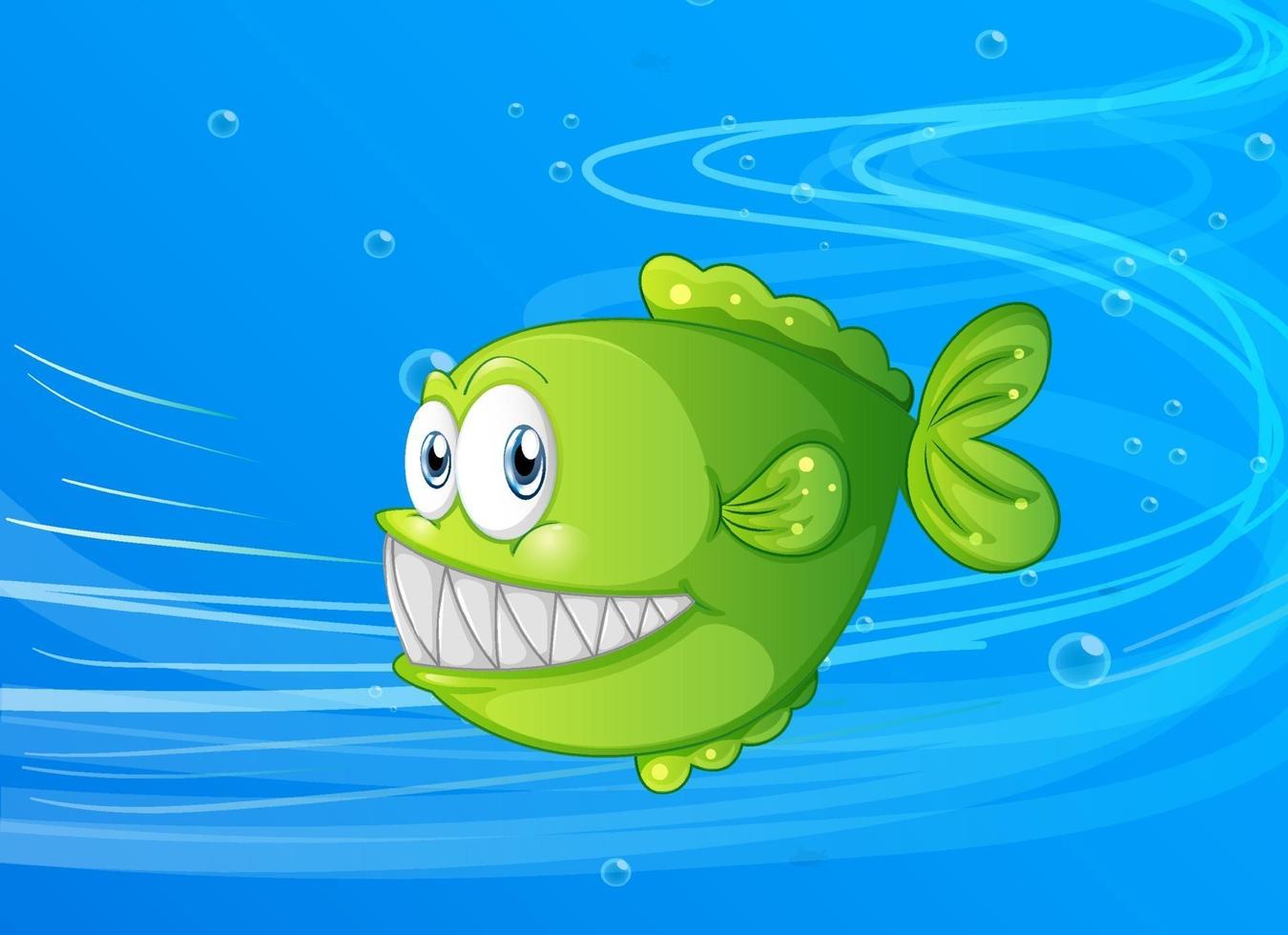 Exotic fish cartoon character in the underwater scene vector