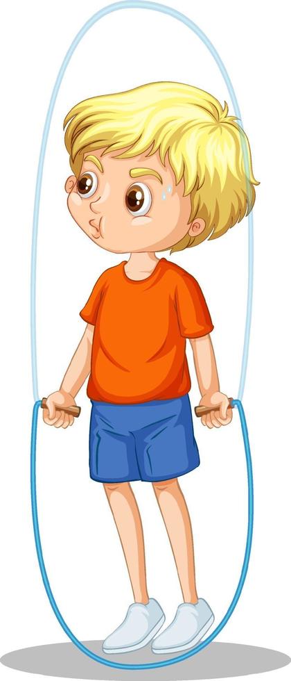 A boy cartoon character jumping on rope vector