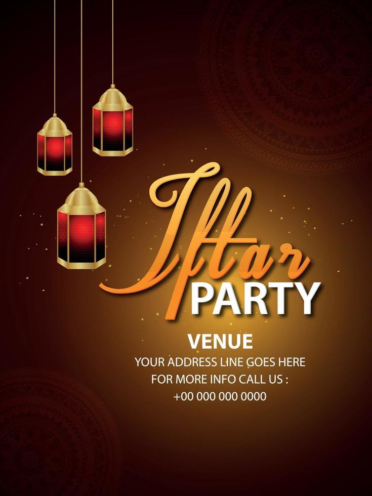 Iftar party invitation poster or flyer, Iftar party islamic festival background vector