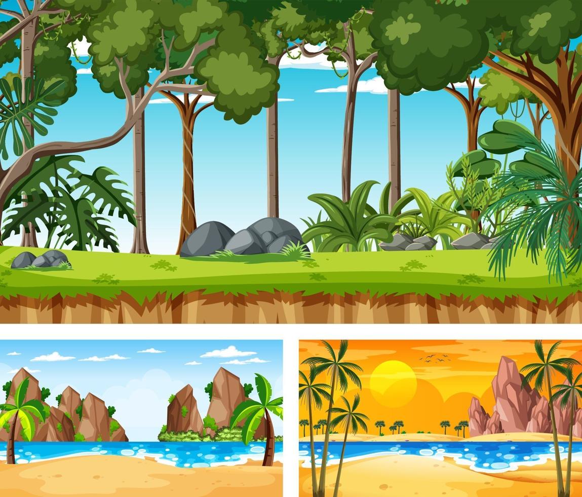 Different nature horizontal scenes vector