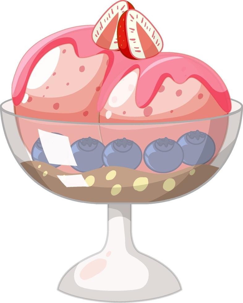 Cute cartoon ice cream on white background vector