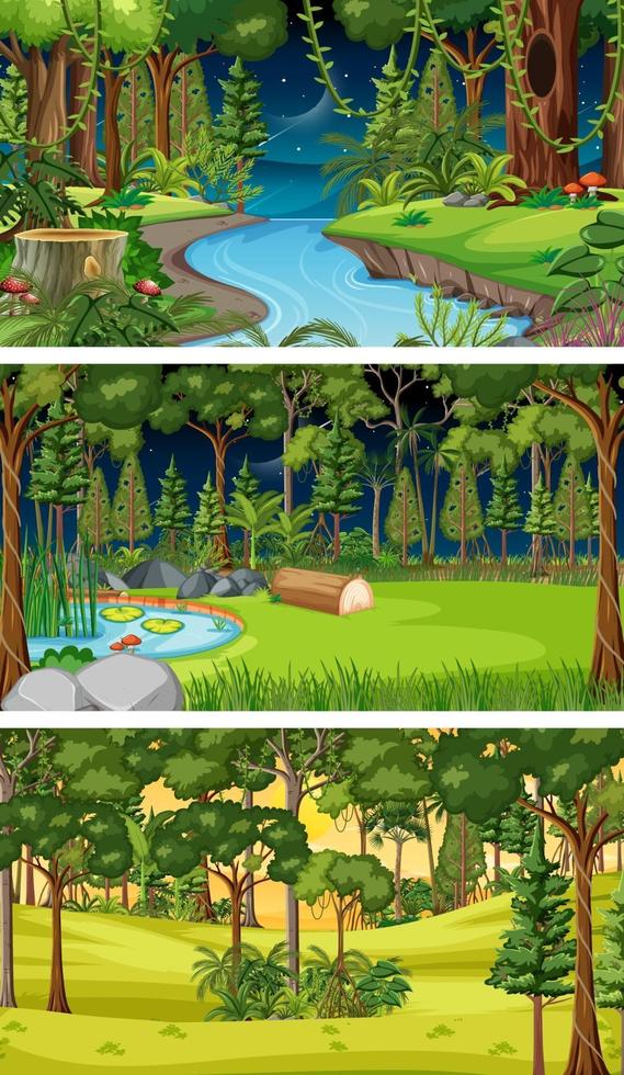 tres escenas horizontales de naturaleza diferente. vector