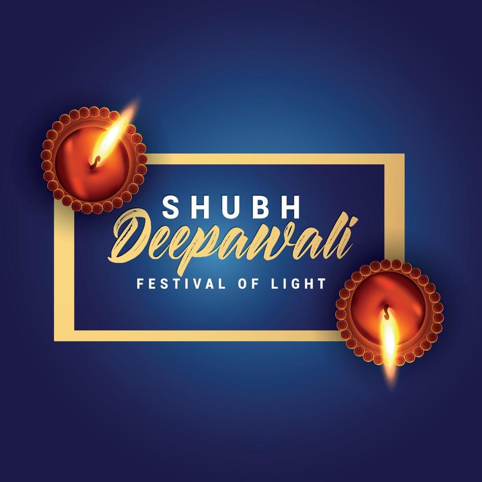 Creative diwali invitation greeting card with diwali diya vector