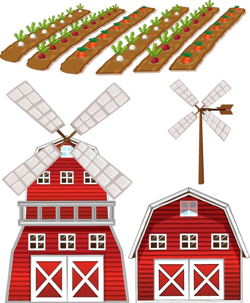 Farm element set isolated on white background vector