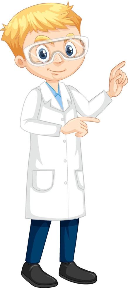 A boy cartoon character wearing laboratory coat vector