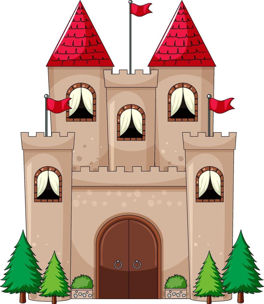 Simple cartoon style of castle isolated on white background vector