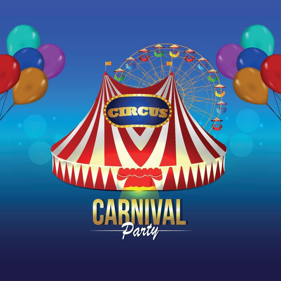 Fondo de fiesta de carnaval de circo con casa de carpa de circo vector